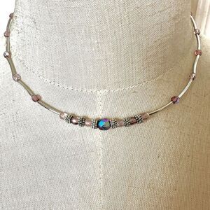 Lady Remington silver and pink beaded necklace